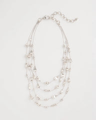 Silvertone Nugget Illusion Necklace Silver - Chico's