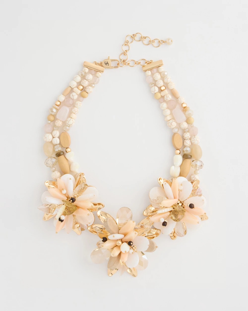 Chico's Originals Neutral Floral Bib Necklace Neutral - Chico's