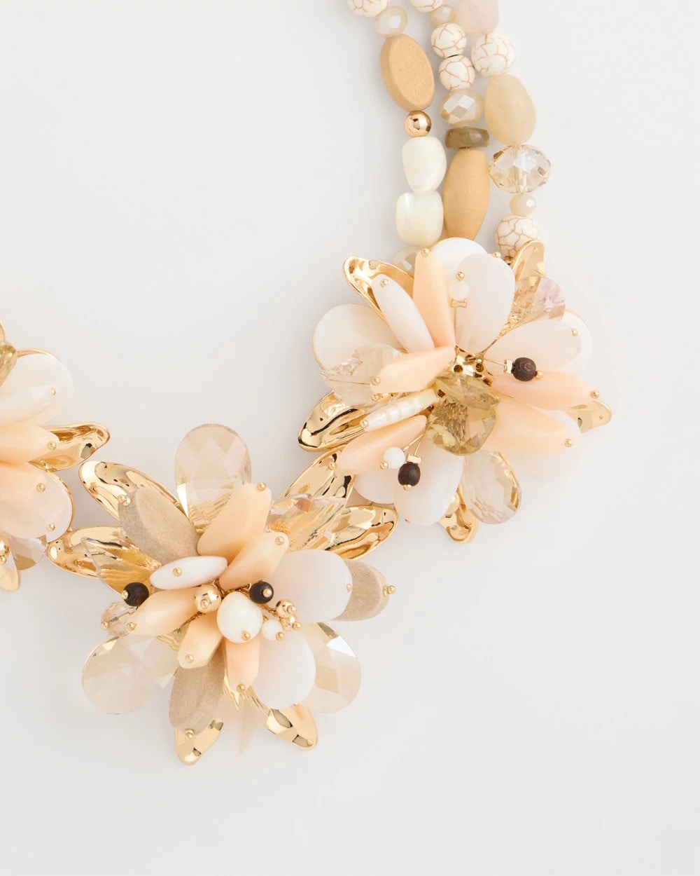 Chico's Originals Neutral Floral Bib Necklace Neutral - Chico's