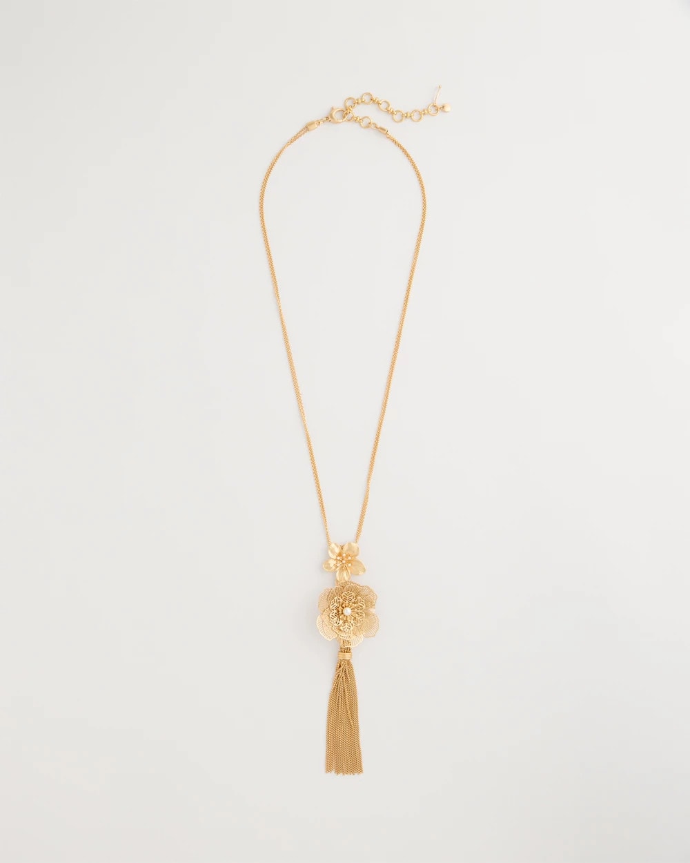 Filigree Flower Tassel Necklace Gold - Chico's