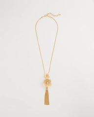 Filigree Flower Tassel Necklace Gold - Chico's