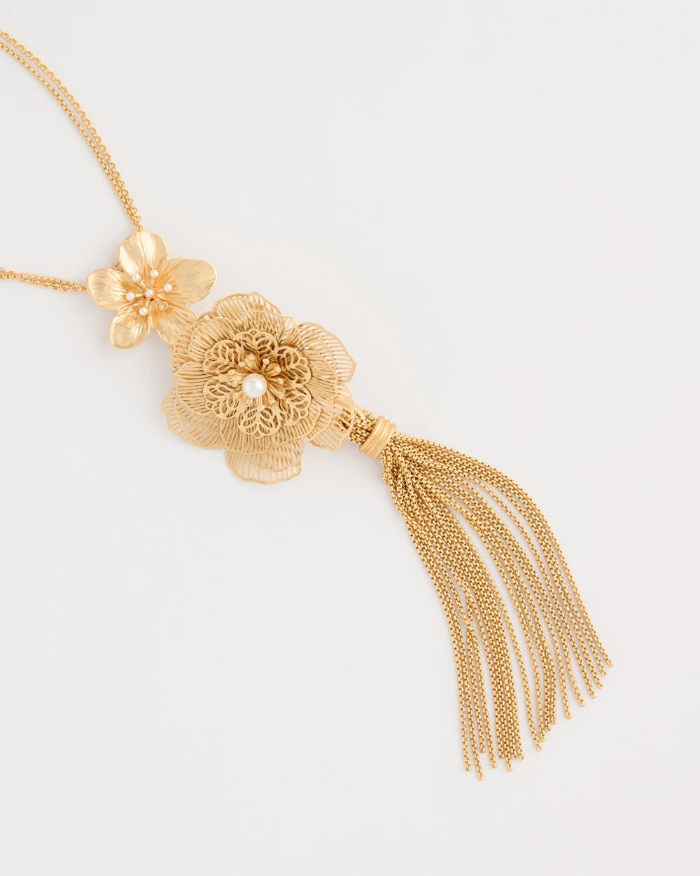 Filigree Flower Tassel Necklace Gold - Chico's