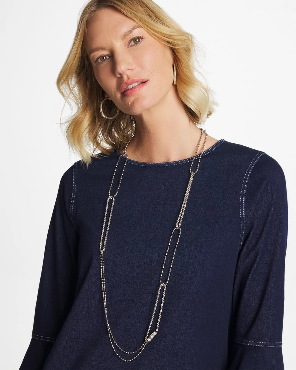 Long Silver Ball Chain Single Strand Silver - Chico's