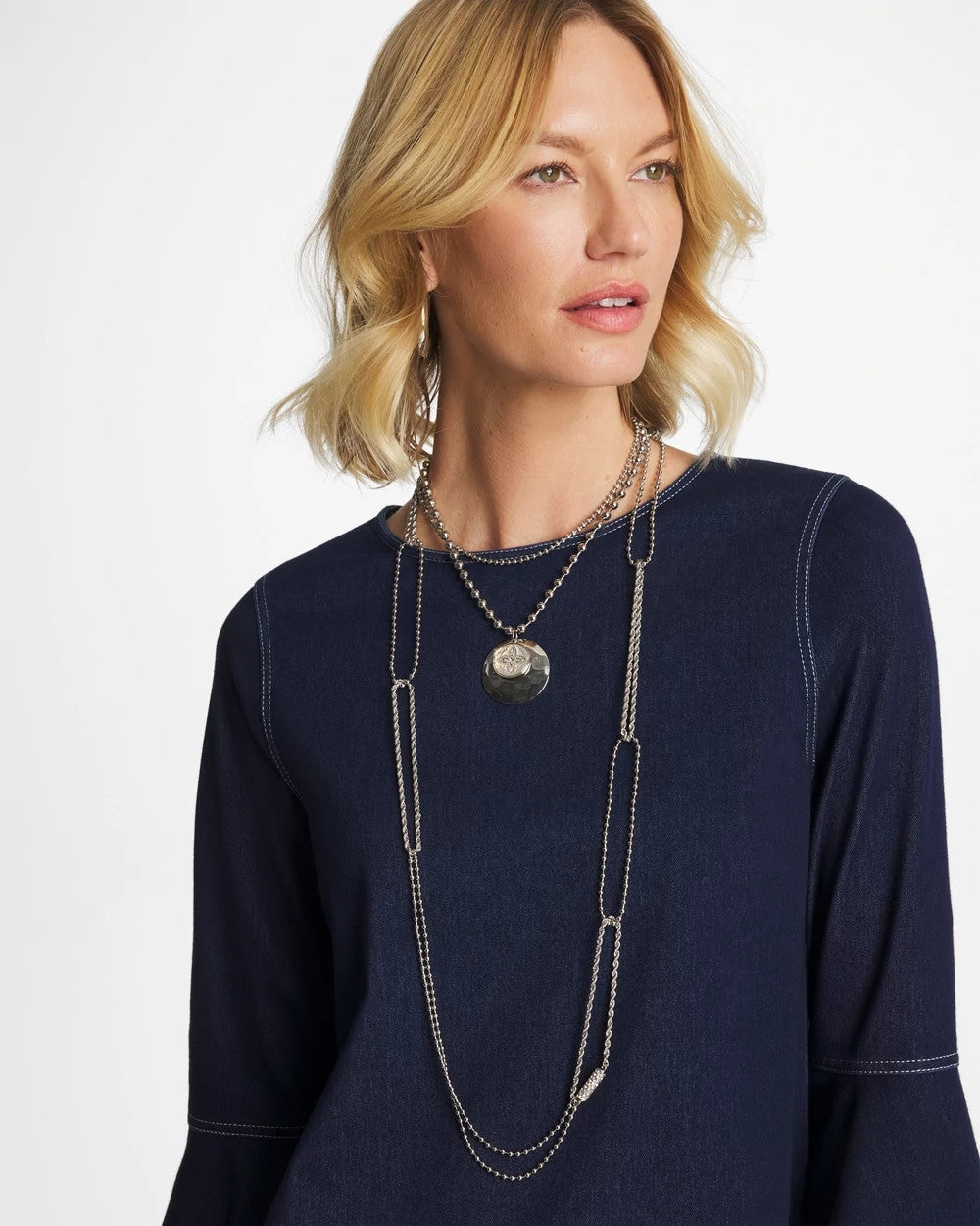 Long Silver Ball Chain Single Strand Silver - Chico's