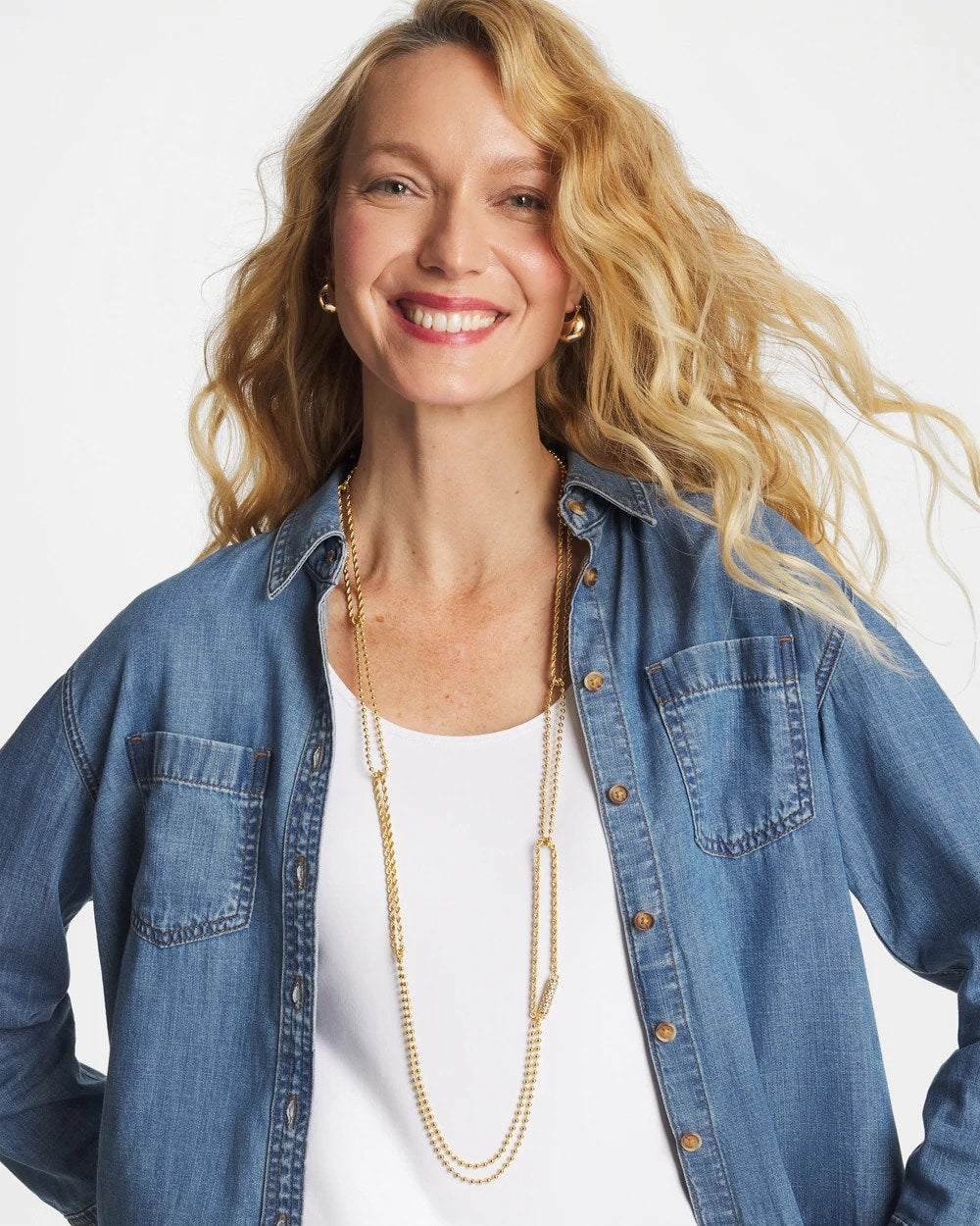 Long Gold Ball Chain Single Strand Gold - Chico's
