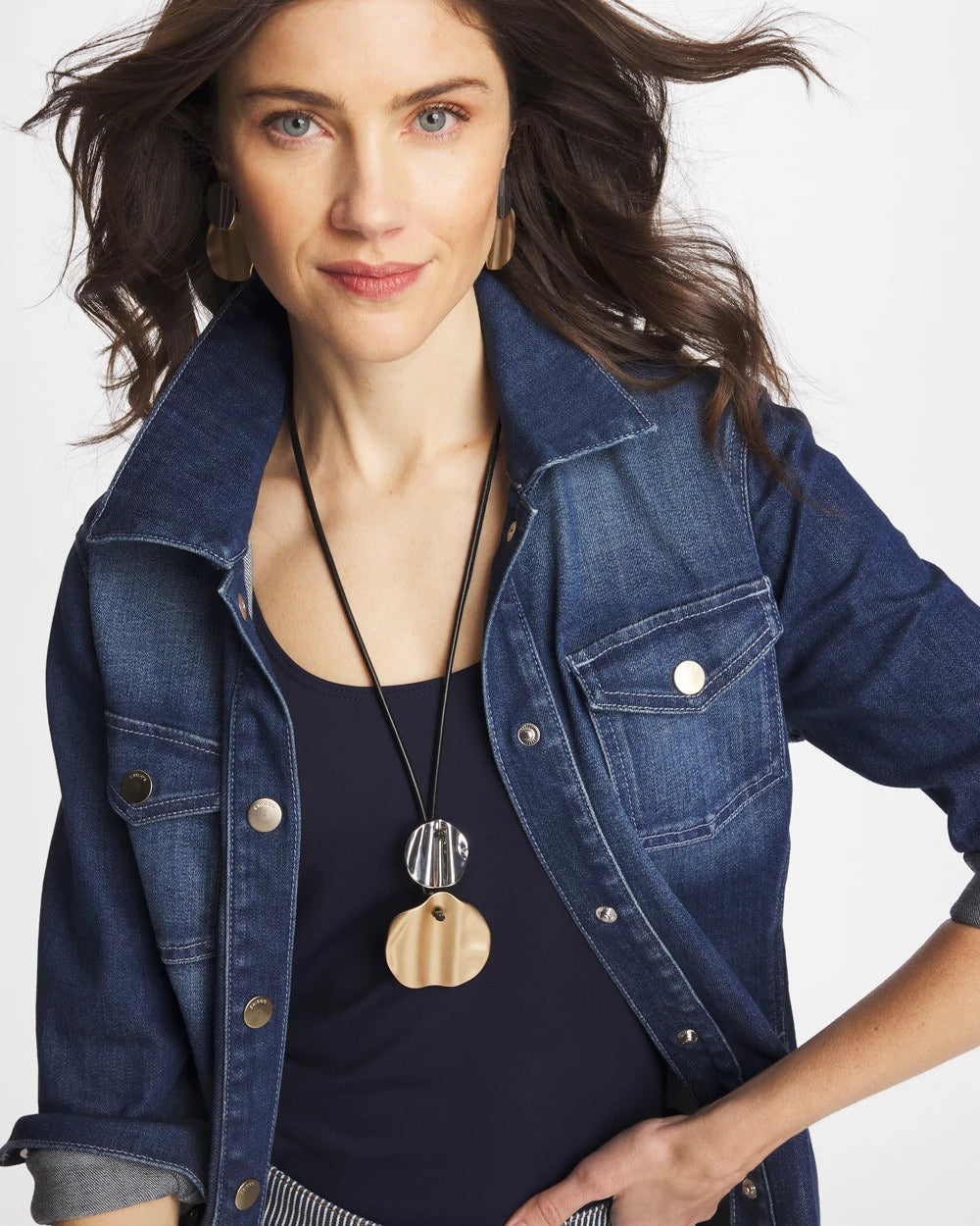 Crinkle Mixed Metal Pendant Mixed Metals - Chico's