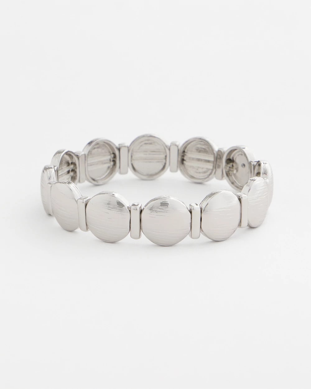 Silver Textured Circle Stretch Bracelet Silver - Chico's