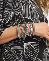 Silver Textured Circle Stretch Bracelet Silver - Chico's
