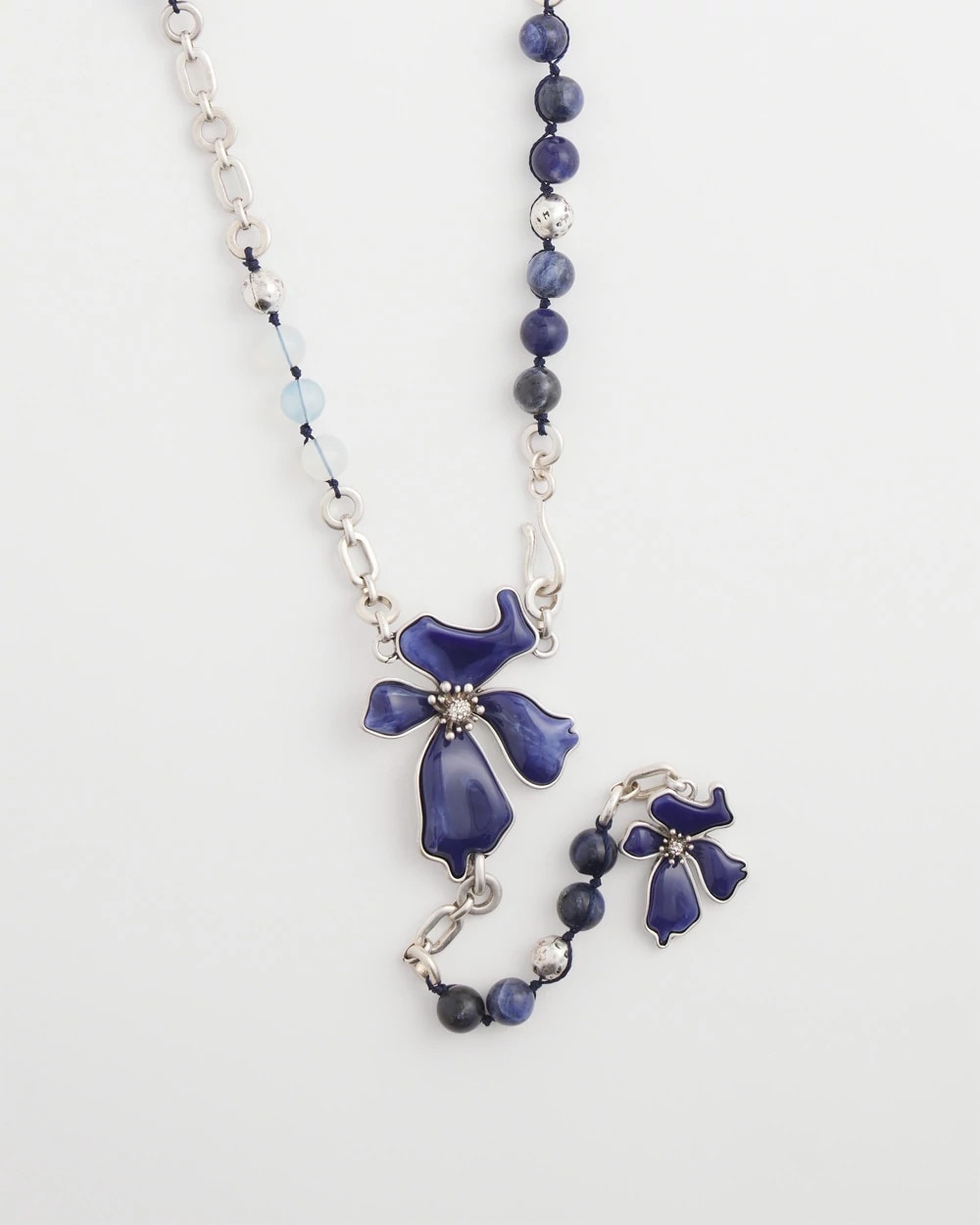 Blue Flower Long Y-Necklace Blue - Chico's