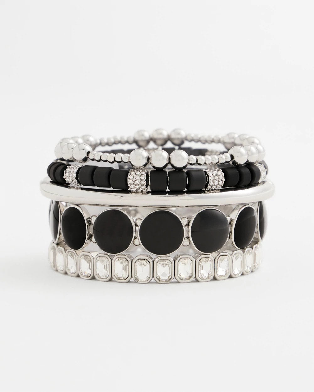 Black Barrel Bead Stretch Bracelet Black - Chico's