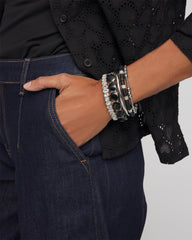 Black Barrel Bead Stretch Bracelet Black - Chico's