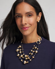 Gold & Navy Bead Necklace Navy - Chico's