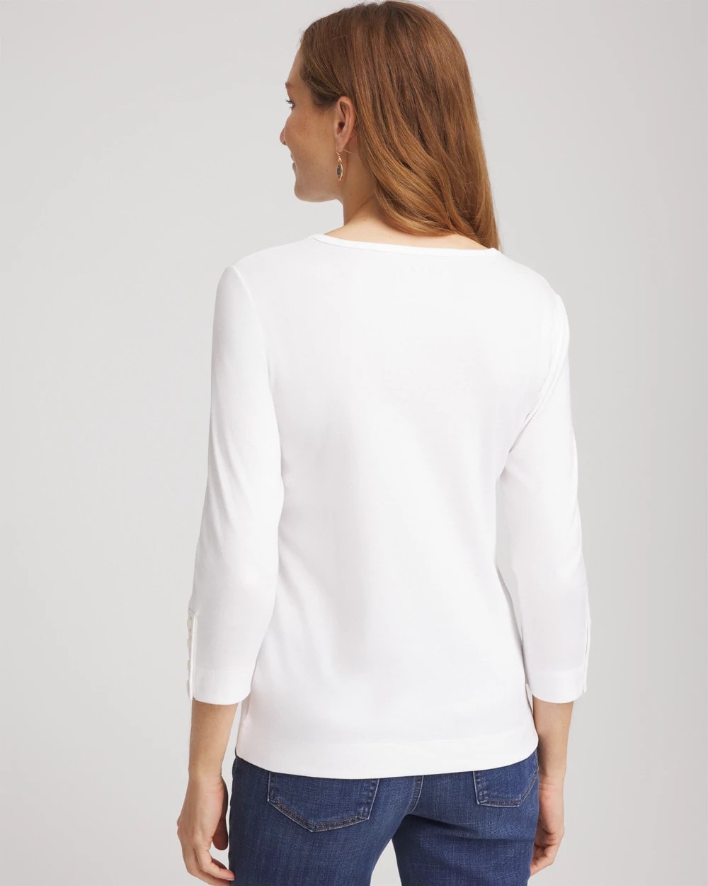 Pima Cotton Crewneck Button Tee Alabaster - Chico's