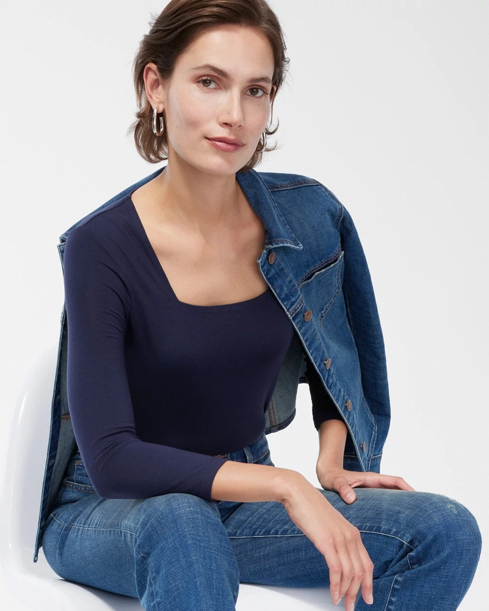 Touch of Cool™ Square Neck Tee Classic Navy - Chico's