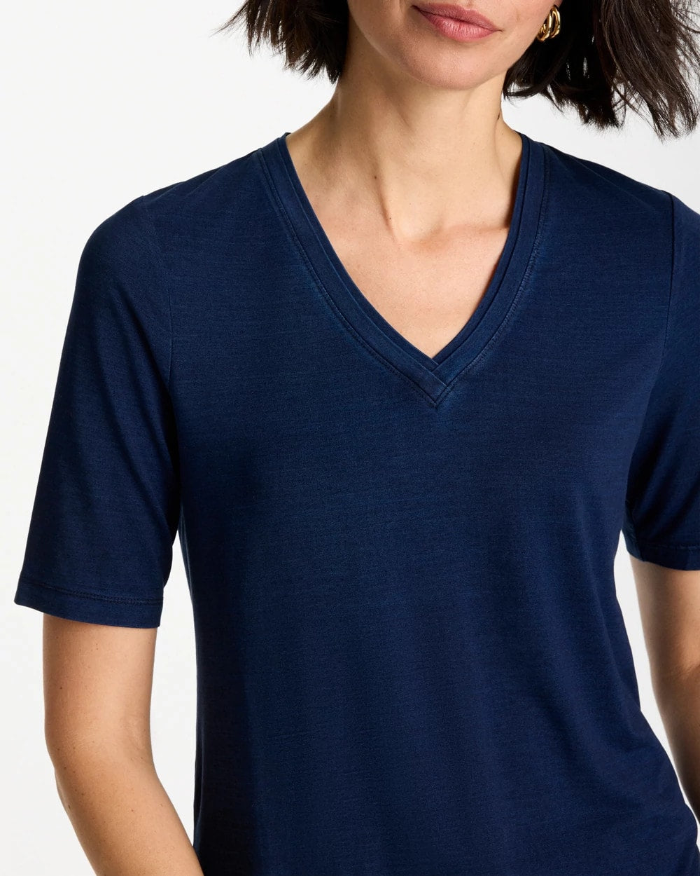 Cotton Slub V-Neck Tee Riviera Authentic - Chico's