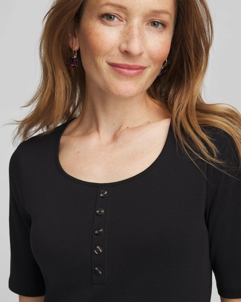 Pima Cotton Henley Tee Black - Chico's