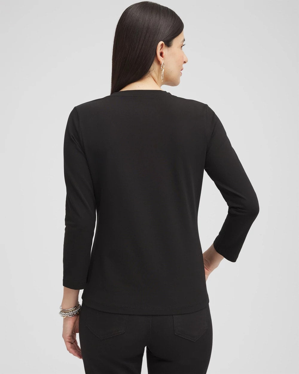 3/4 Sleeve Perfect Tee Black - Chico's