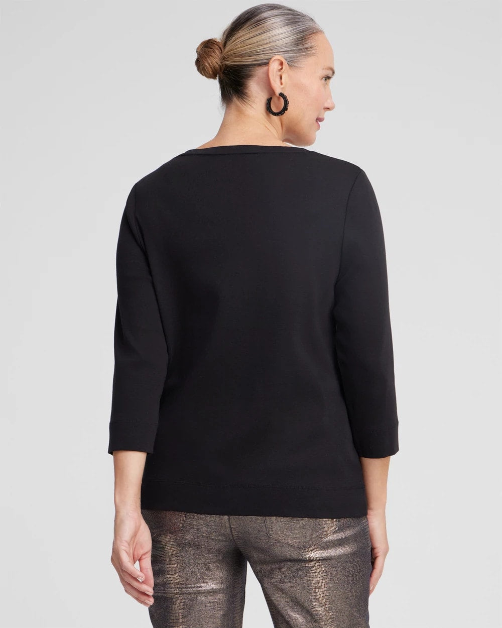 3/4 Sleeve V-Neck Tee Black - Chico's