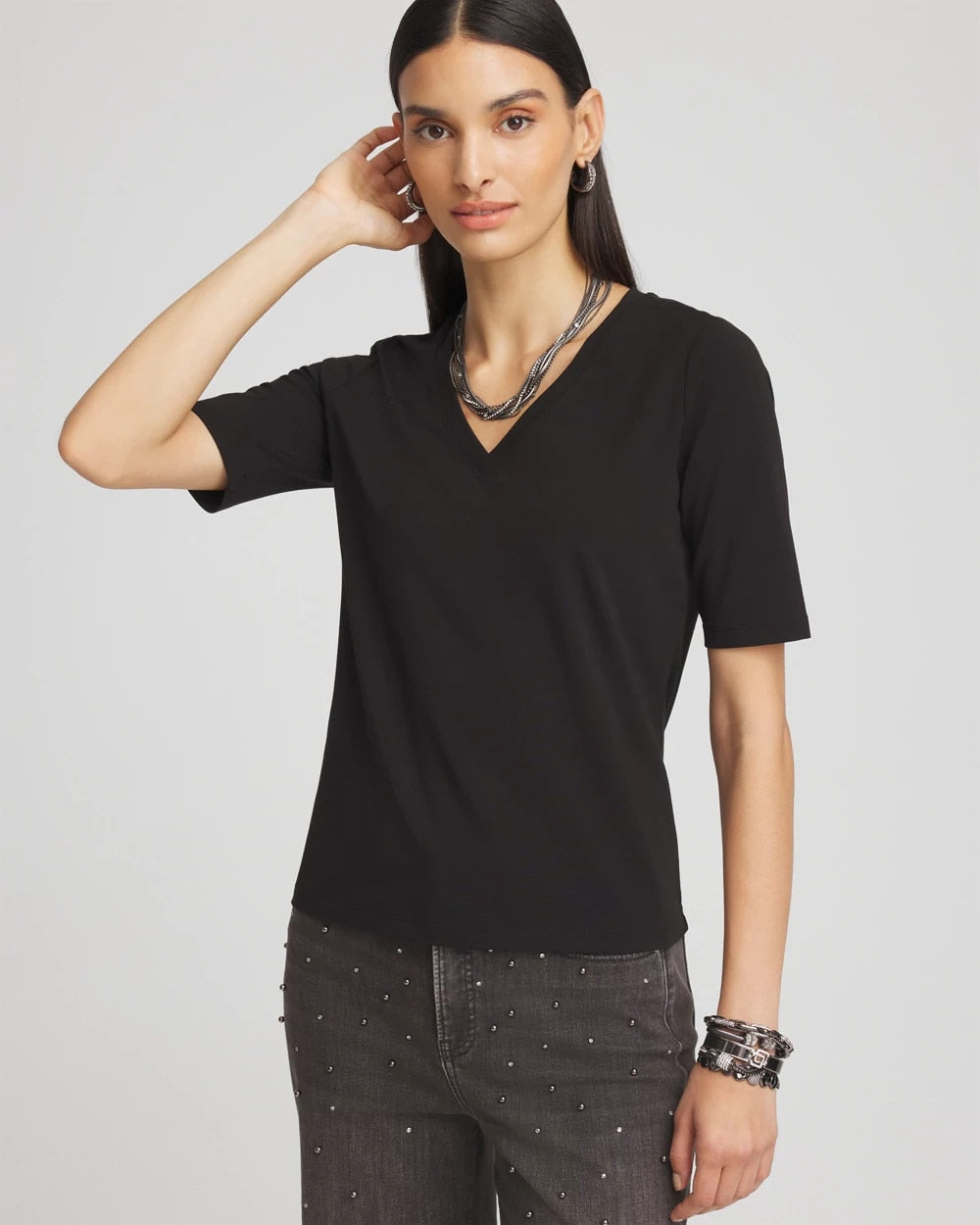 Perfect Elbow Sleeve Tee Black - Chico's