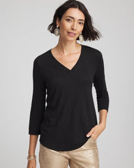 Slub 3/4 Sleeve Tee Black - Chico's