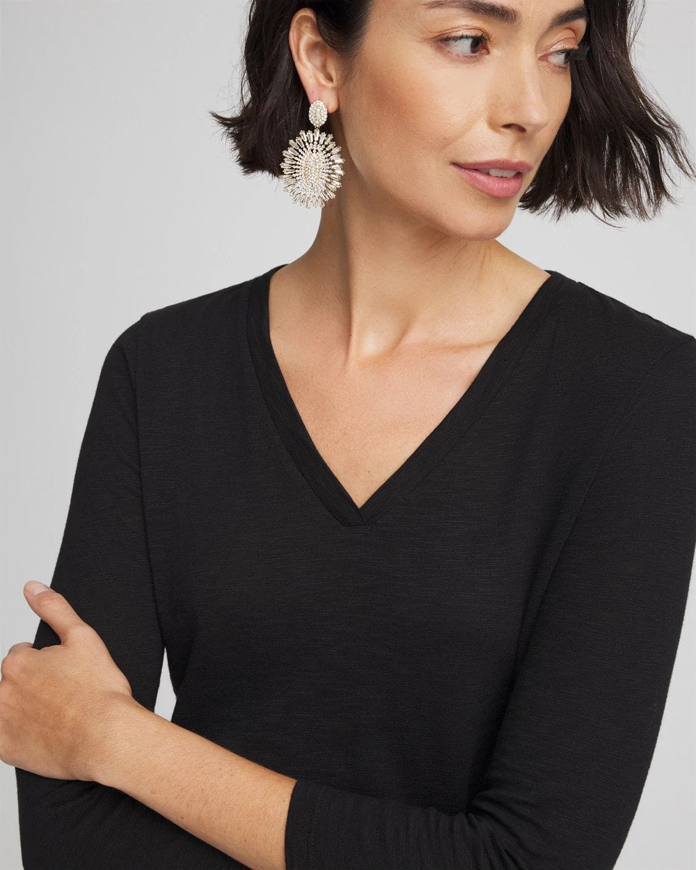 Slub 3/4 Sleeve Tee Black - Chico's