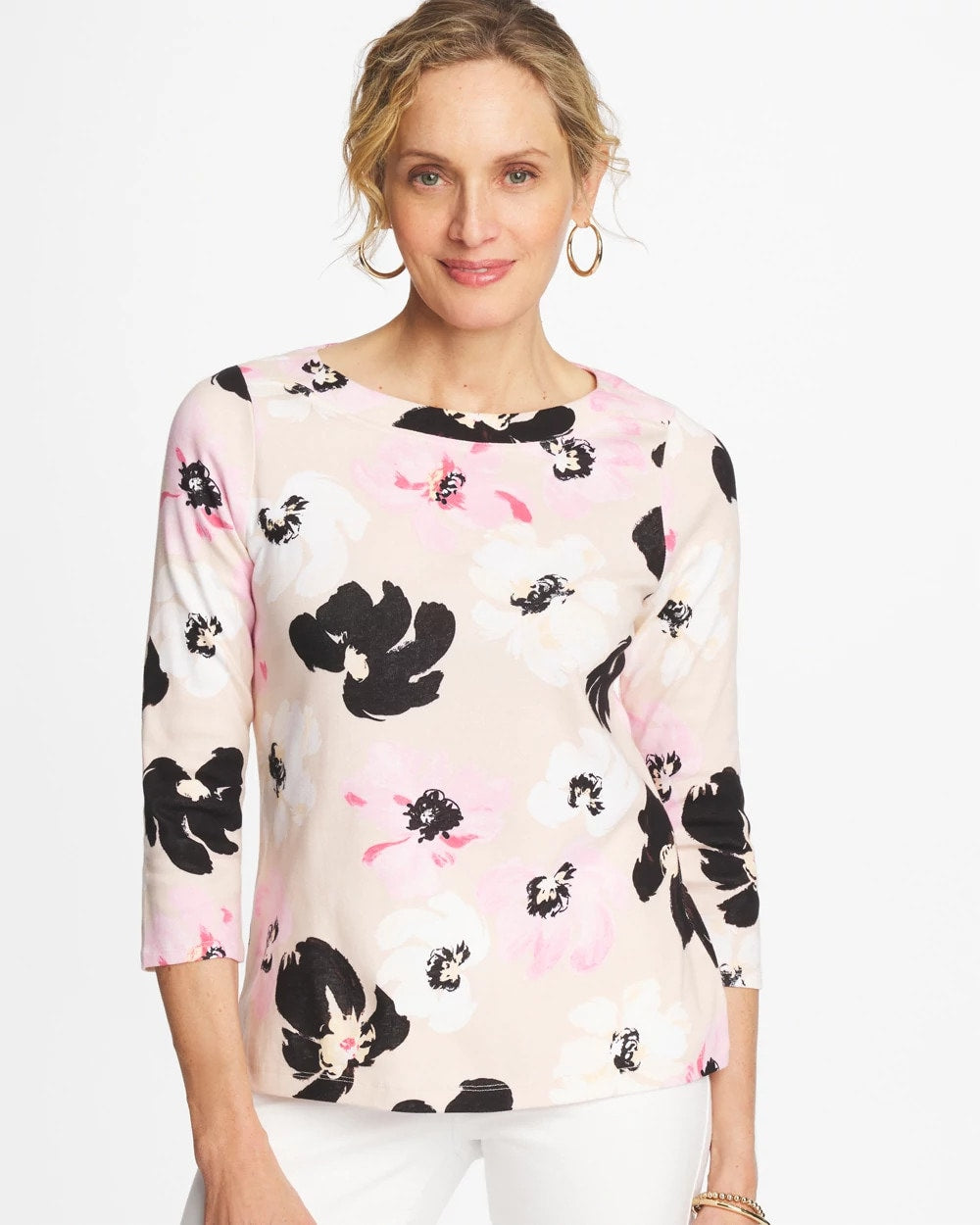 Printed Pima 3/4 Sleeve Tee Sweet Blossom - Chico's