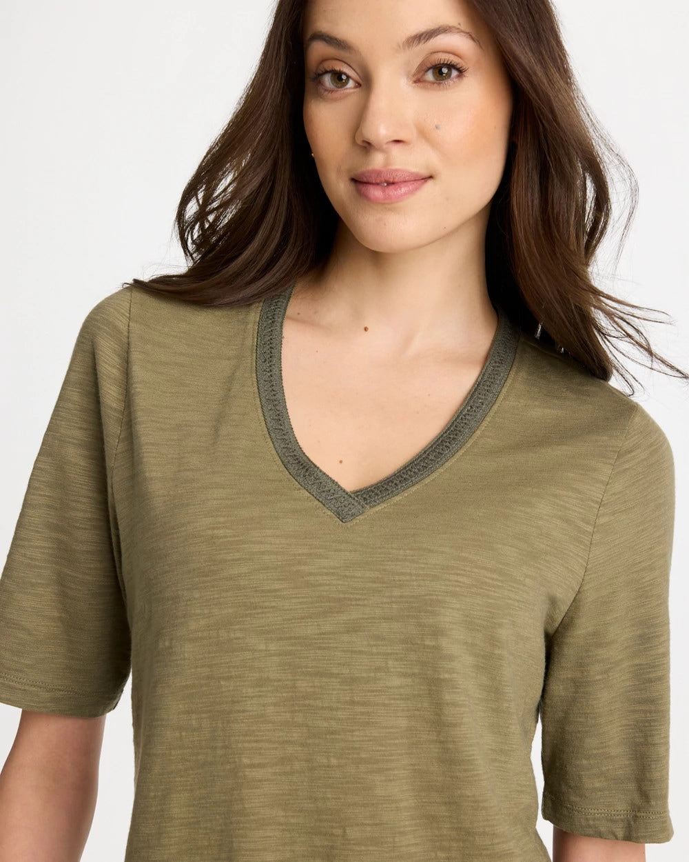 Cotton Slub V-Neck Tee Lichen - Chico's