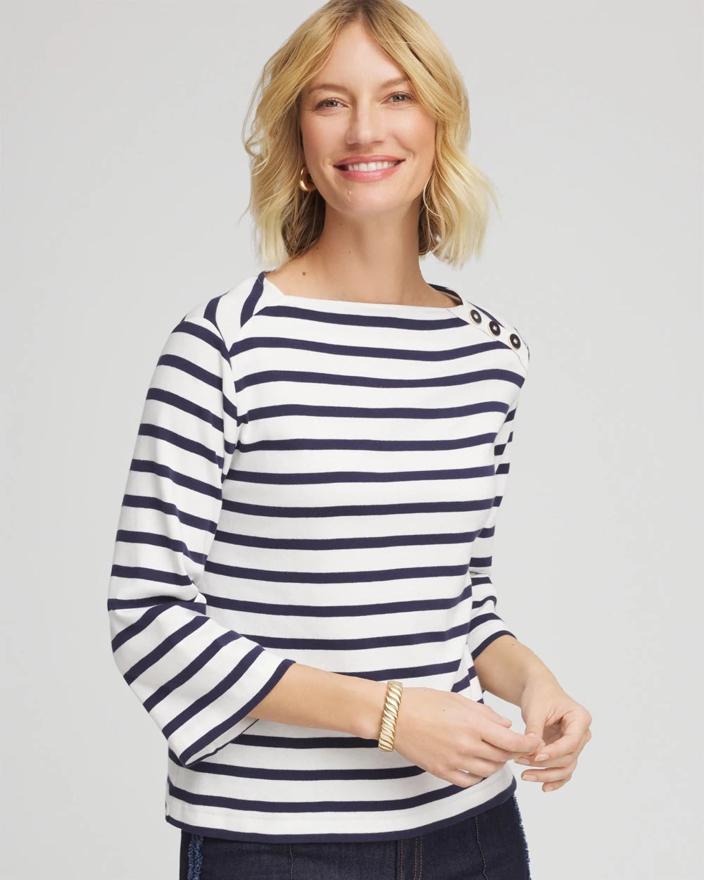 Bateau Neck Stripe Top Ecru - Chico's