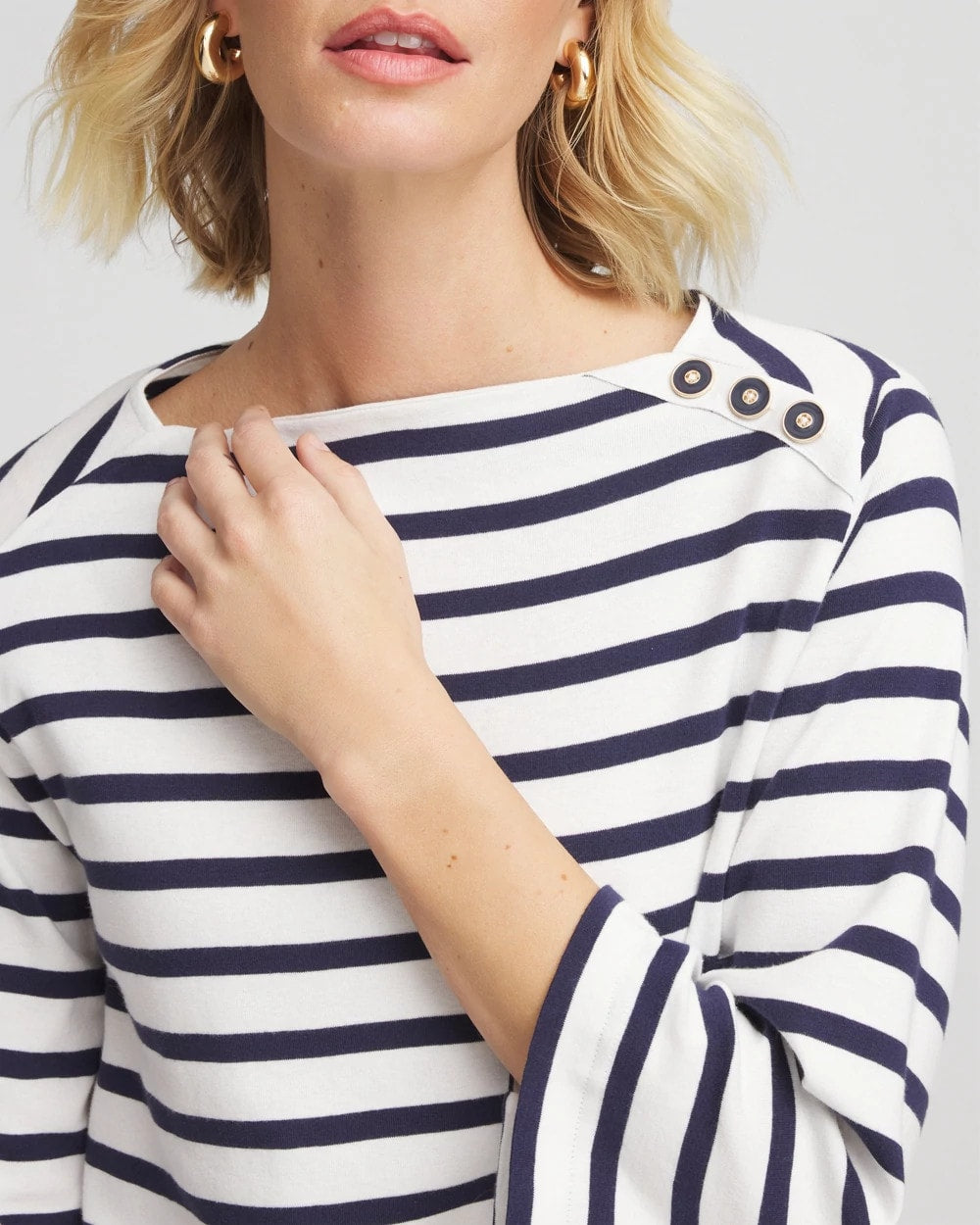 Bateau Neck Stripe Top Ecru - Chico's