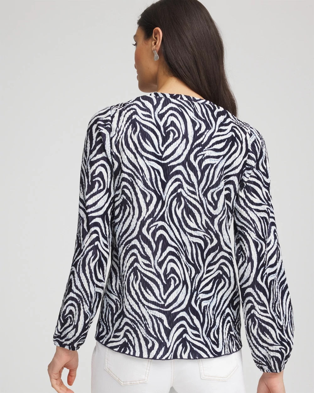 Zebra Waves Crinkle Top Passport Blue - Chico's