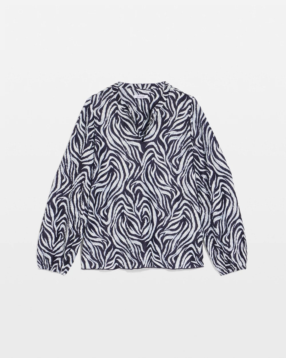 Zebra Waves Crinkle Top Passport Blue - Chico's