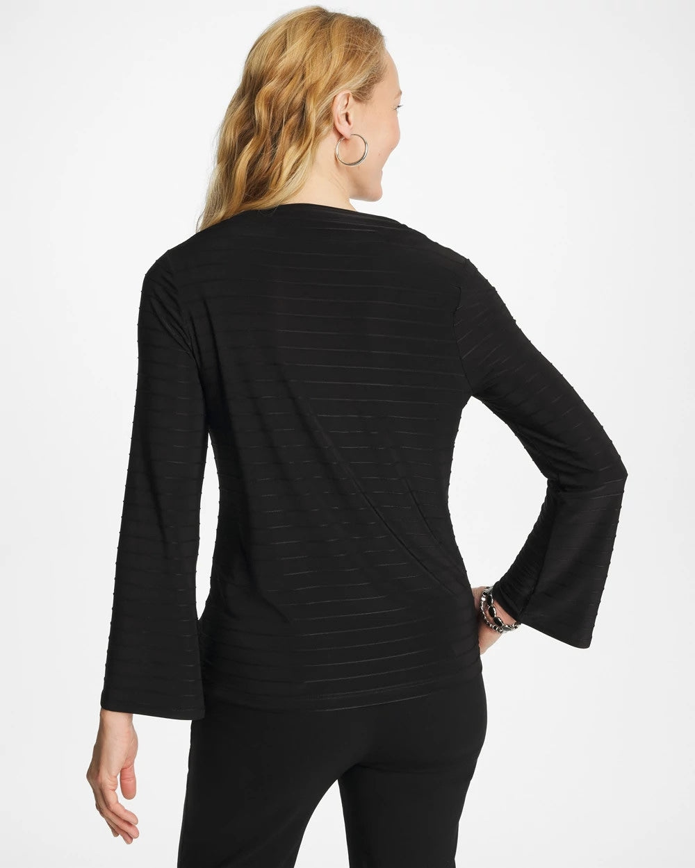 Textured Long Sleeve Cowlneck Tee Black - Chico's