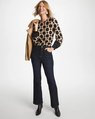 Ponte Poplin Polka-Dot Top Cattail Brown - Chico's