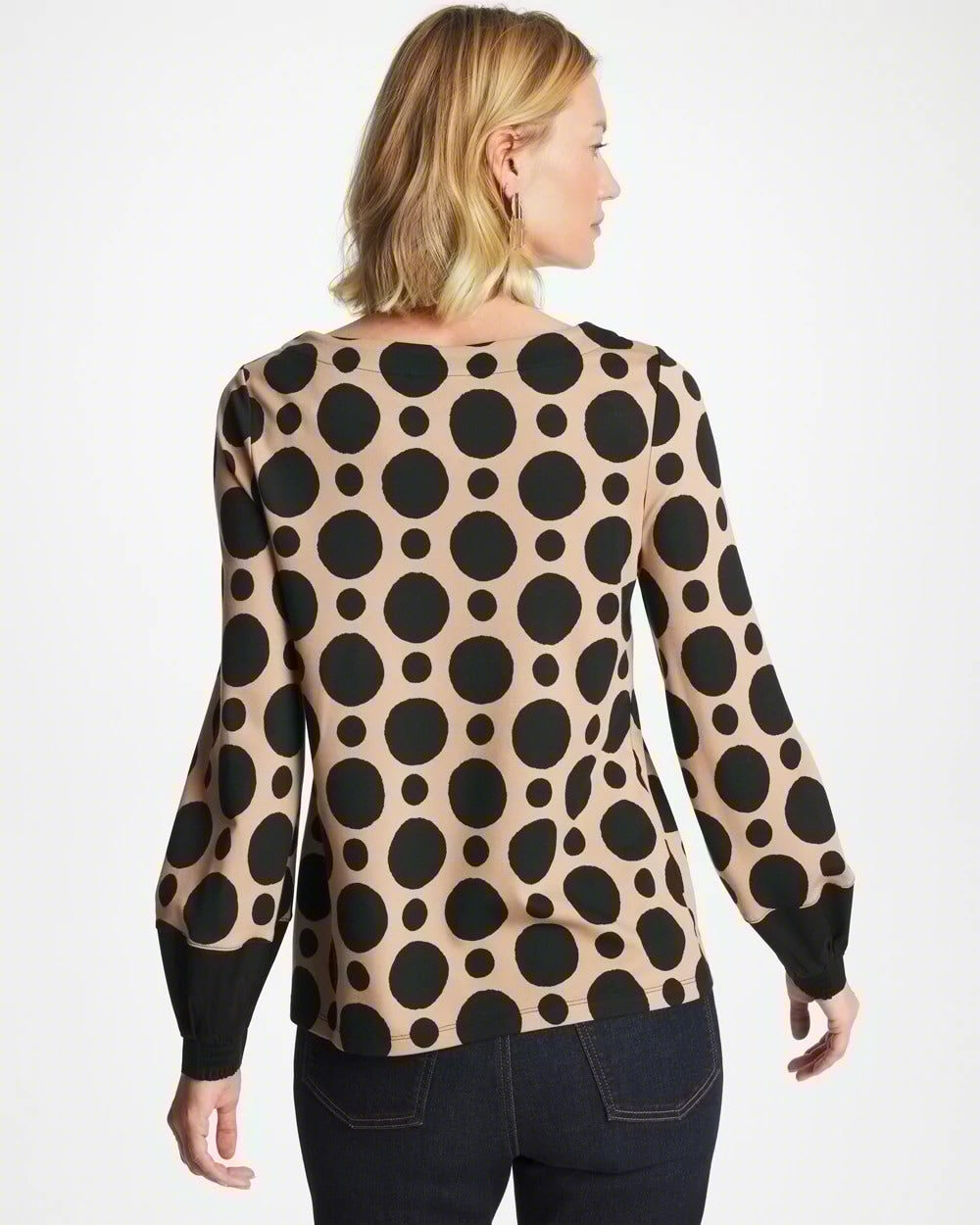 Ponte Poplin Polka-Dot Top Cattail Brown - Chico's