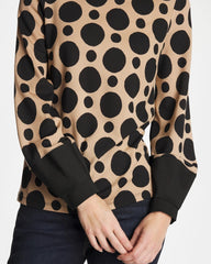 Ponte Poplin Polka-Dot Top Cattail Brown - Chico's