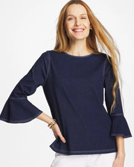 Indigo Denim Trumpet Sleeve Top Denim - Chico's