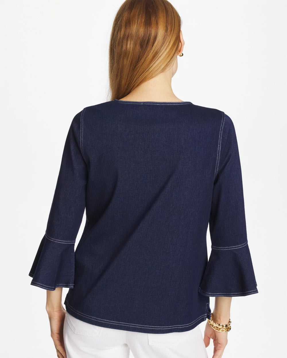 Indigo Denim Trumpet Sleeve Top Denim - Chico's