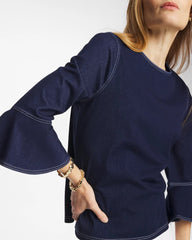 Indigo Denim Trumpet Sleeve Top Denim - Chico's