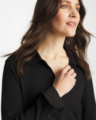 Collared Rib Mix Henley Black - Chico's