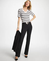 Pima V-Neck Tab Sleeve Tee Black - Chico's