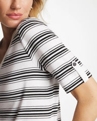 Pima V-Neck Tab Sleeve Tee Black - Chico's