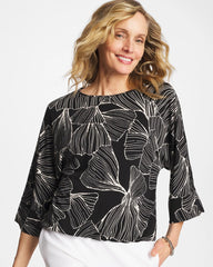 Ginkgo Matte Jersey Bubble Hem Top Black - Chico's