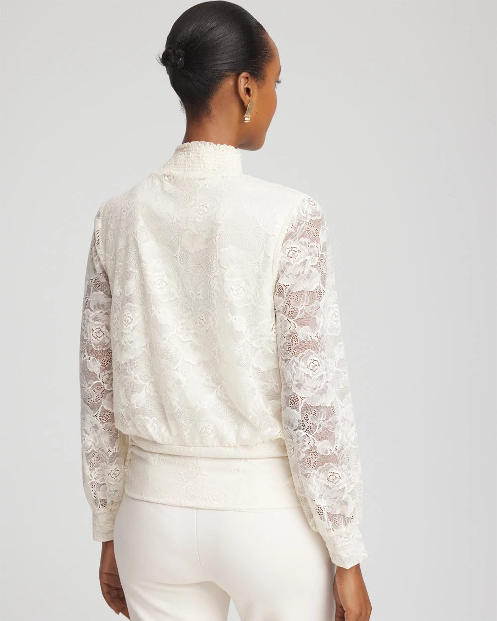 Tie-Neck Banded-Bottom Top English Cream - Chico's