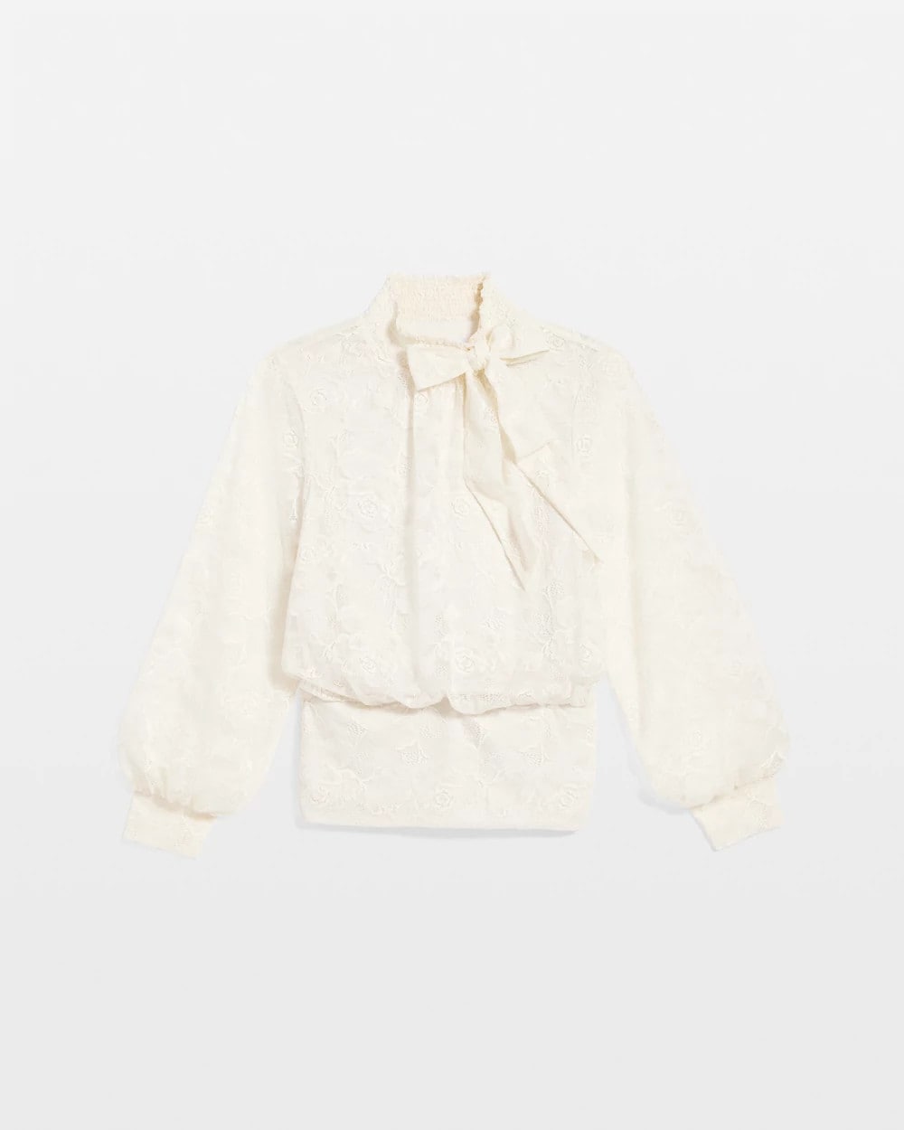 Tie-Neck Banded-Bottom Top English Cream - Chico's