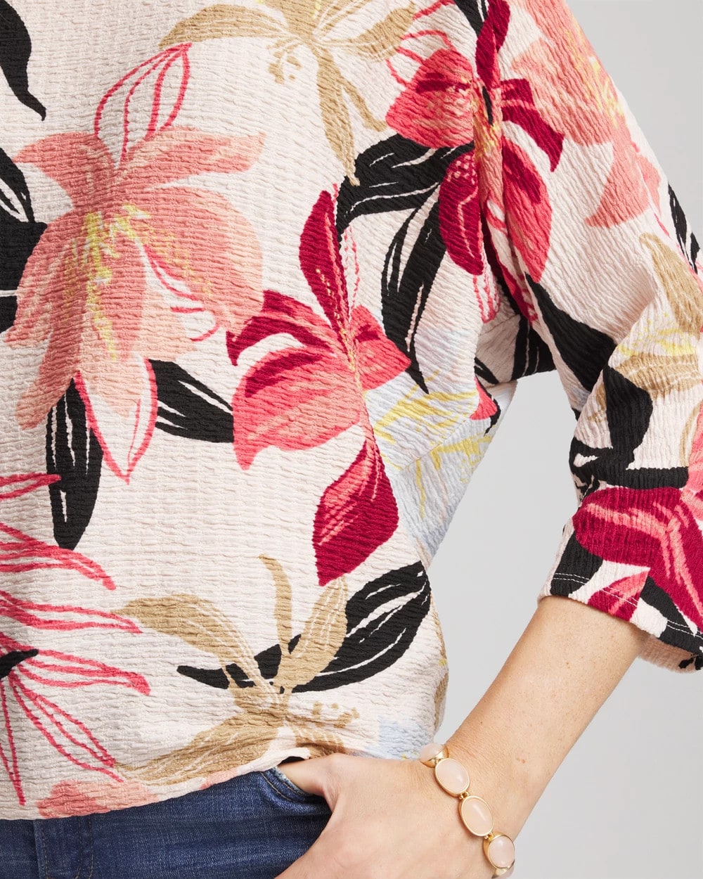 Textured Tapered Dolman Top Folkloric Red - Chico's