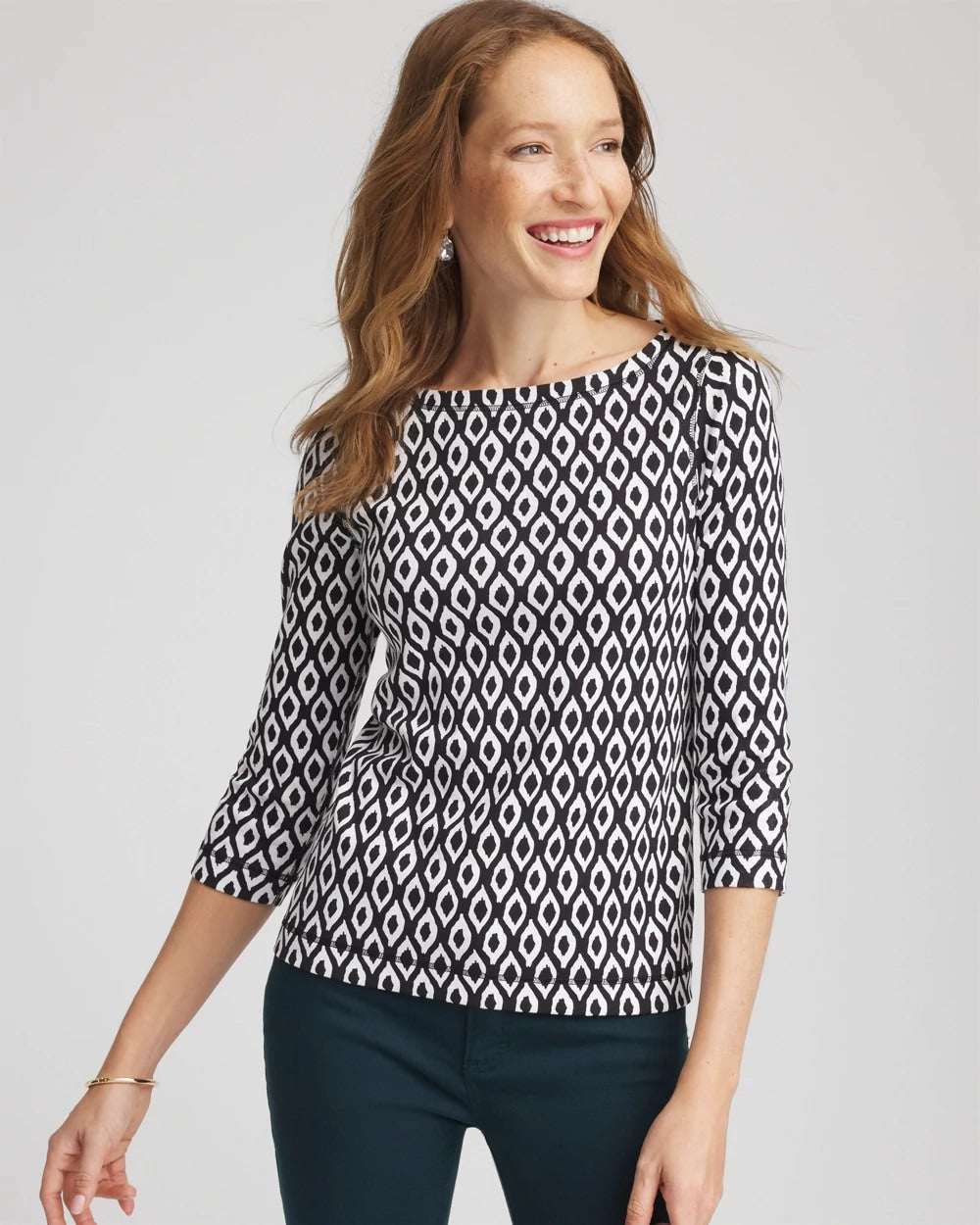 Pima 3/4 Sleeve Tee Black - Chico's
