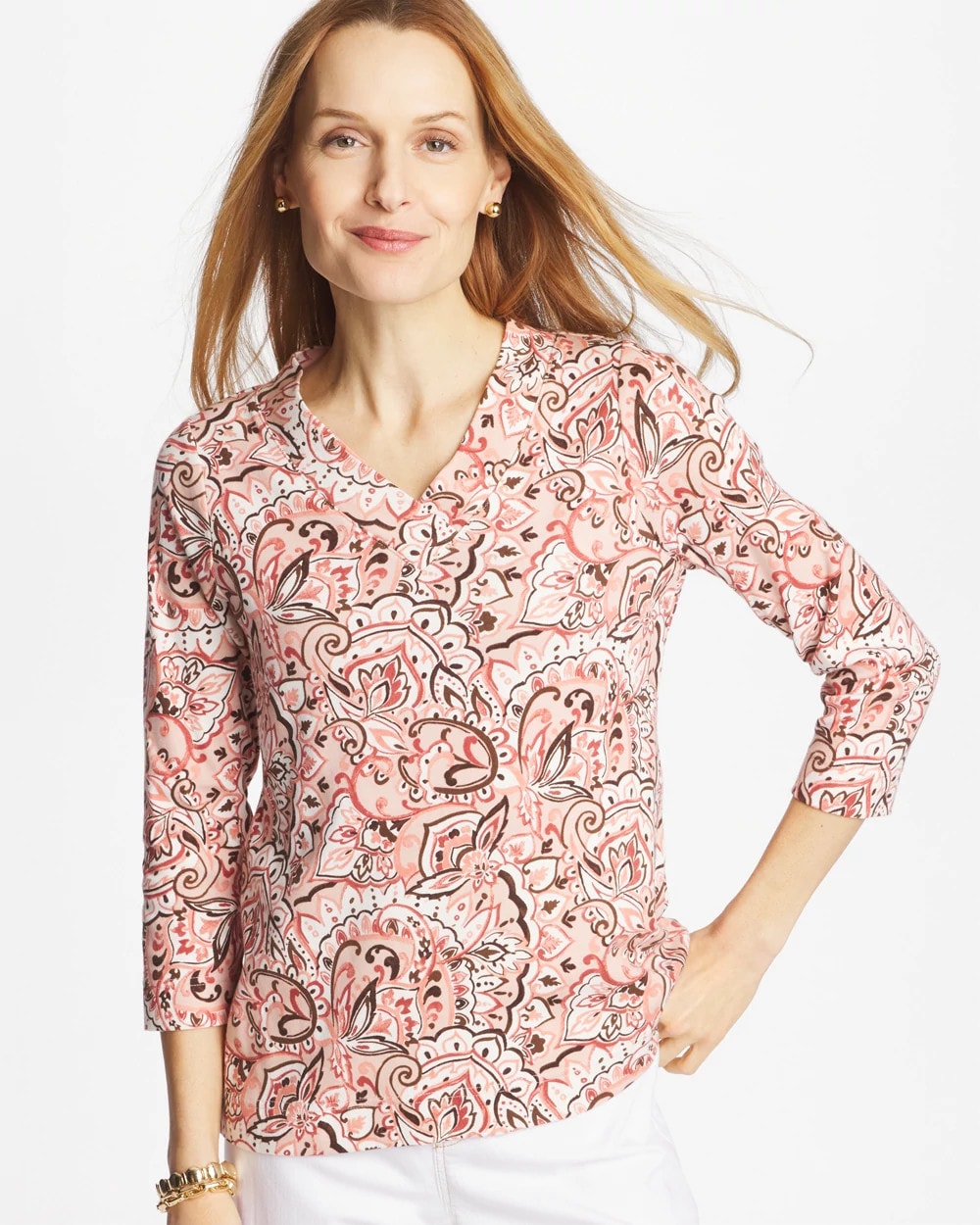 Pima 3/4 Sleeve Tee Rose Smoke - Chico's