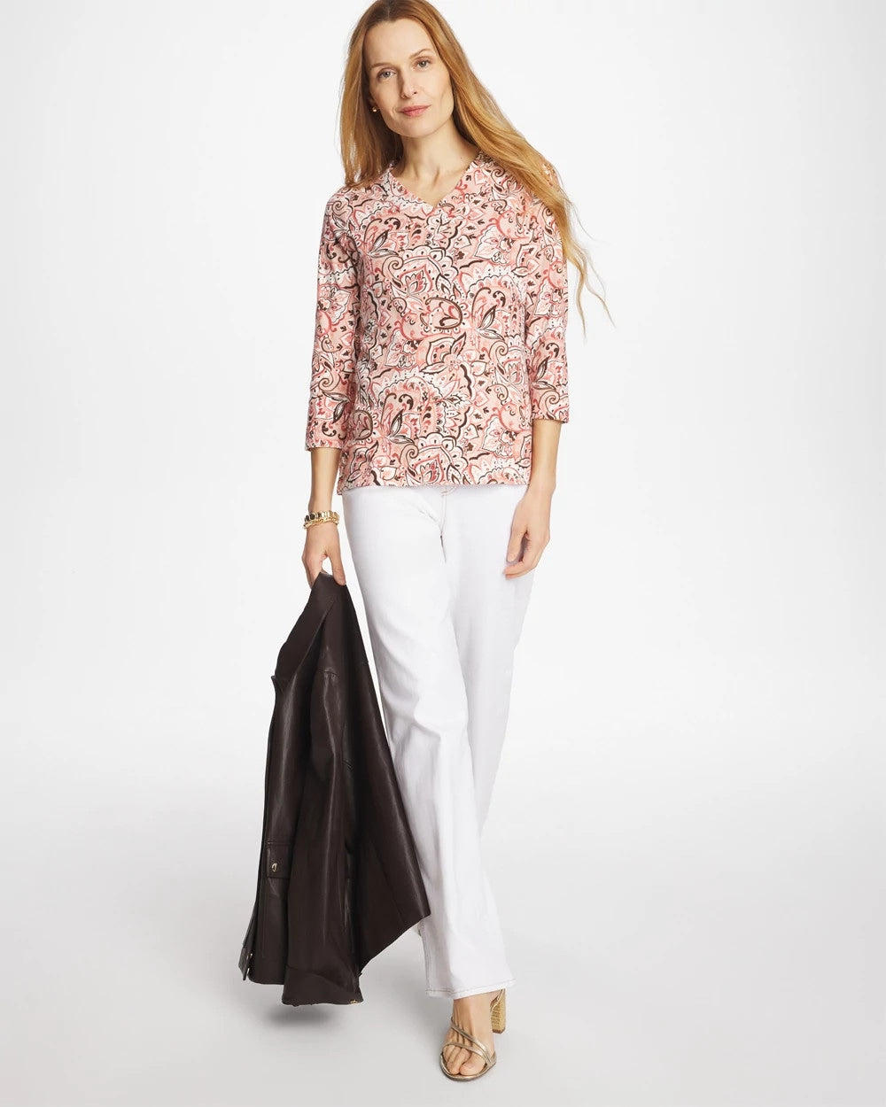 Pima 3/4 Sleeve Tee Rose Smoke - Chico's