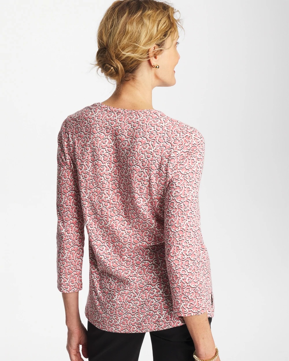 Cotton-Slub Splitneck Henley Tee Folkloric Red - Chico's