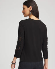 Heart Sleeve Detail Tee Black - Chico's